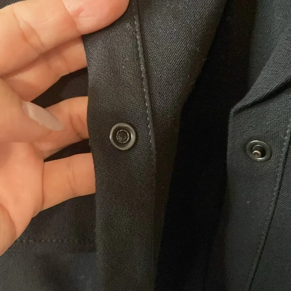 Vintage St John Sport Women Black Cotton Blend with Gold Button Blazer Size 4